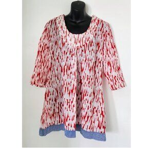 Boden Lightweight Cotton Abstract & Stripe Print Tunic Top Cover-up Dress Size 8